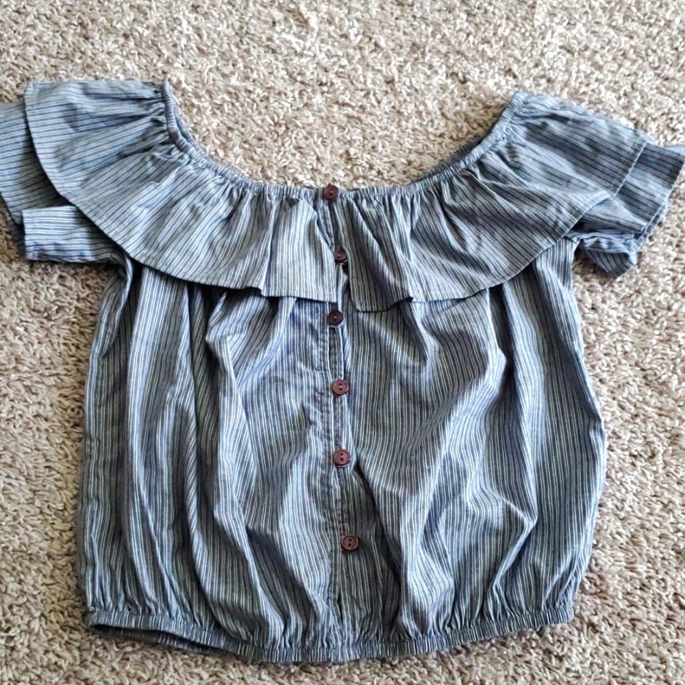 Lulu's Pinstripe Peasant Top